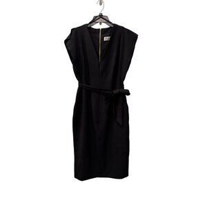 New Eliza J Women's Size 10 Black Sleeveless Sheath Midi Dress with Belt